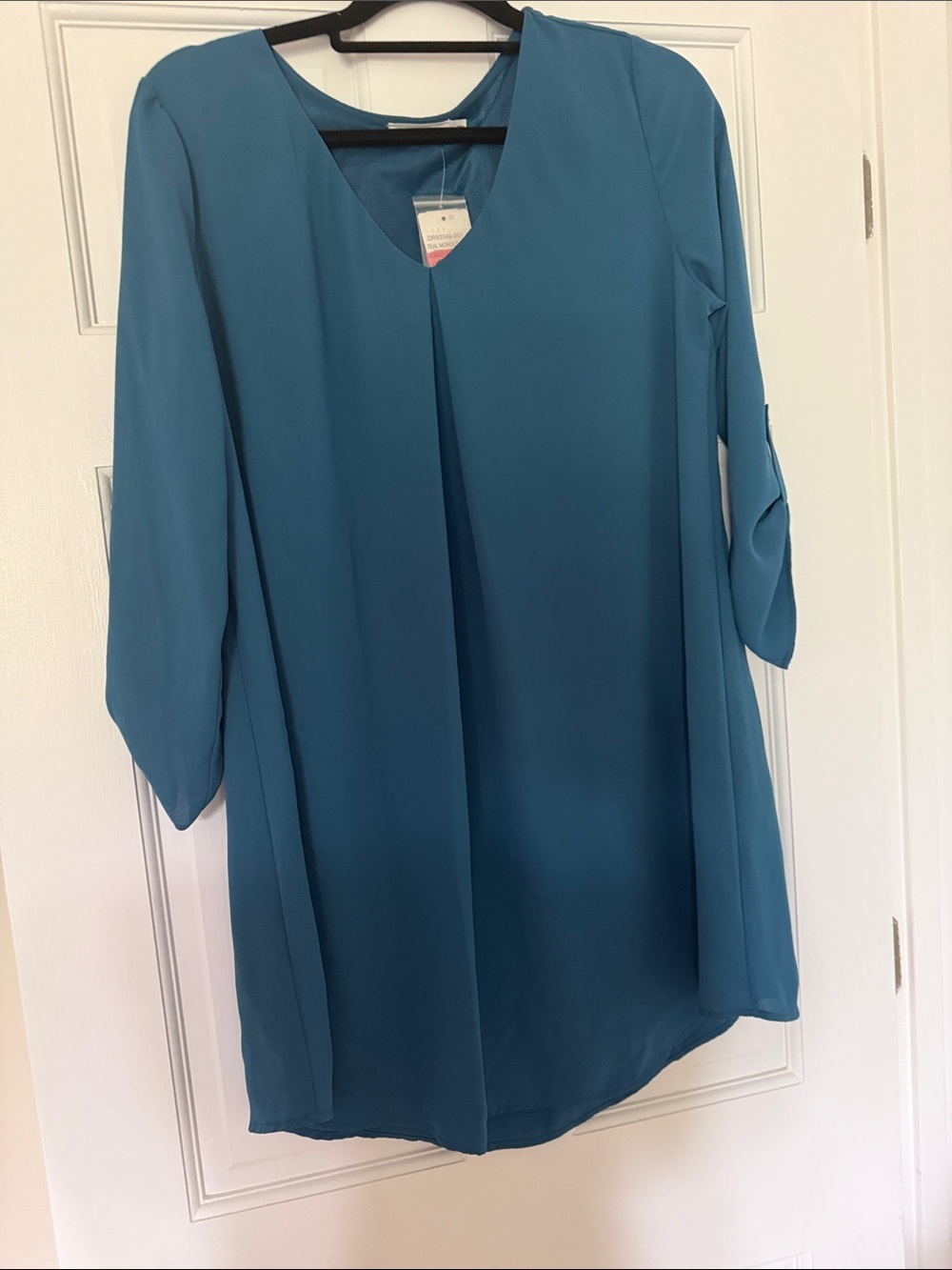 Lush Teal V-Neck Tunic Dress